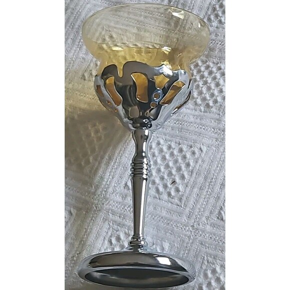 (2) 1940s Art Deco Farber Bros Krome Kraft Amber Cambridge Glass Cordials - Picture 5 of 7